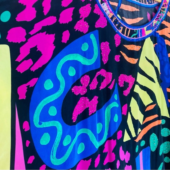 Camilla bright Fair Lady’s Dinkum print embellished silk caftan. One size - Picture 12 of 16